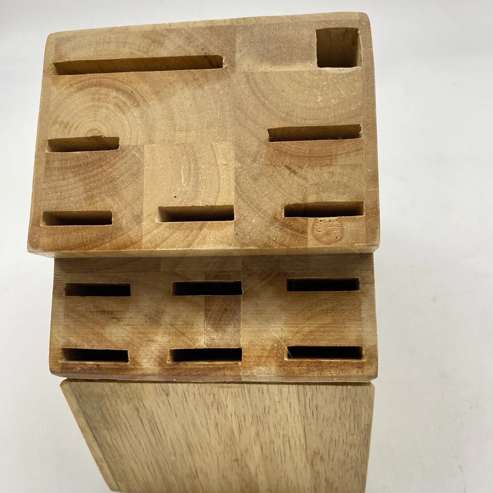 Vintage Chicago Cutlery Wooden Knife Block Replacement 13 Slot Angled Countertop